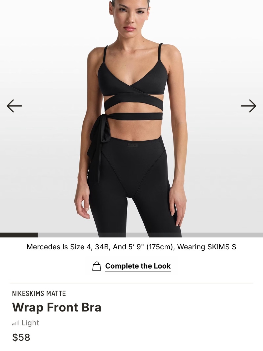 SKIMS Matte Wrap Front Bra - Black